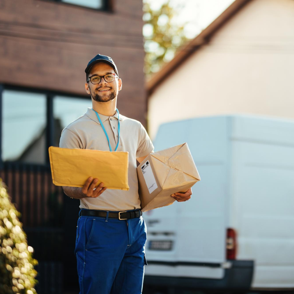Delivery - courier with parcel